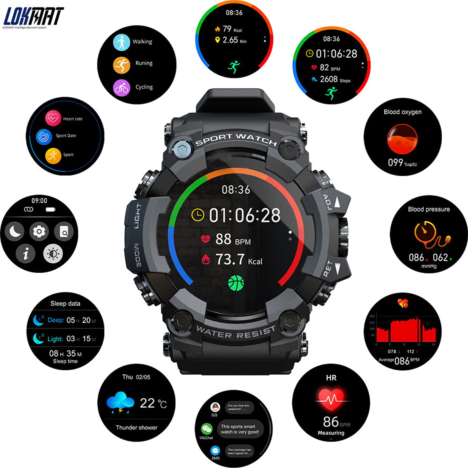 Inteligentne zegarki do telefonów z systemem Android i iOS Smartwatch Fitness Tracker Fitness Watch męskie i damskie zegarki sportowe (kamuflaż)