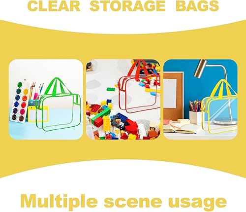 Miniatura 7 de Bolsa de almacenamiento transparente con cremallera, bolsas organizadoras para viajes en casa con asas, para bloques de construcción, rompecabezas,