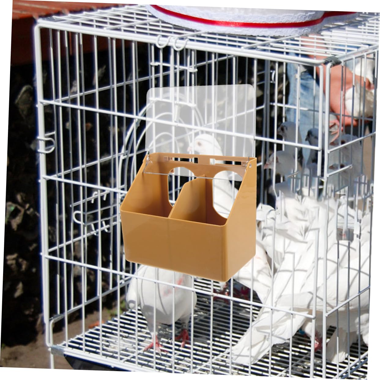 Comedero Colgante para Pájaros de Dos Orificios, 3 Piezas | Plástico Color Café, Ligero y Resistente al Desgaste, para Aves Pequeñas y Palomas