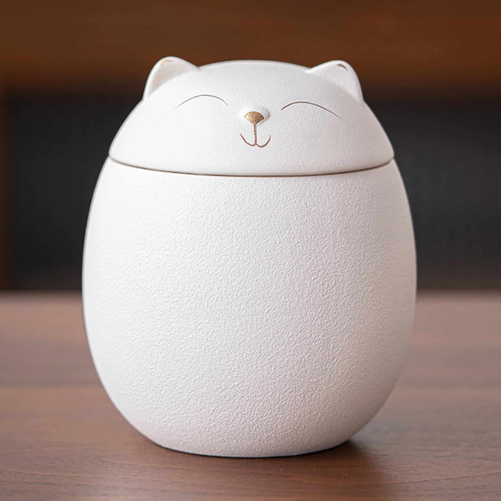 WXMYOZR Small Keepsake Pet Urn for Cat Ashes, Cat-Shaped Urn Ceramic Cat Urns for Ashes Pet Cremation Urns Cat Memorial Urns,White,Little
