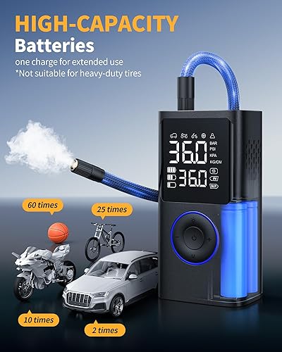 Miniatura 3 de Compresor de aire portátil para inflador de neumáticos, bomba de bicicleta inalámbrica de 150 PSI, bomba de aire para automóvil, motocicleta,