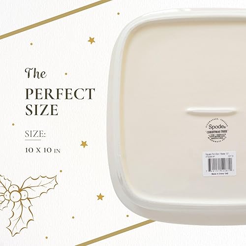 Miniatura 7 de Spode Árbol de Navidad de 10 pulgadas - Plato cuadrado para hornear de porcelana para lasaña, cazuela, postres navideños, apto para horno a mesa,