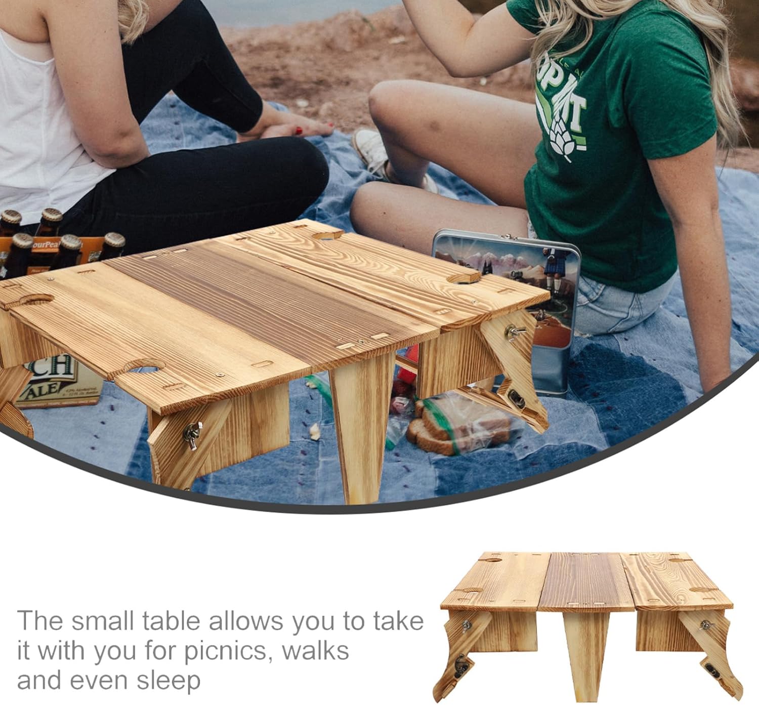 Kisangel Folding Picnic Basket Table Wooden Storage for Outdoor Events Compact Design for Picnics Camping and Backyard Gatherings