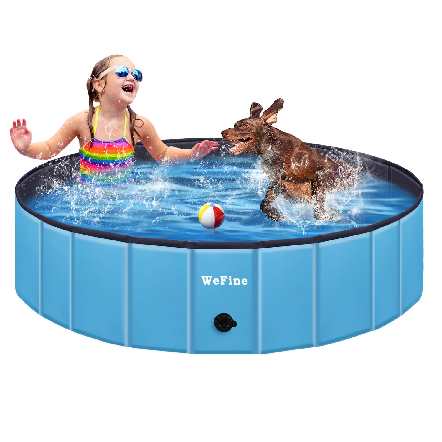 Wefine Dog Paddling Pool Portable Pvc Foldable Puppy Swimming Pool Extra Large Bathing Tub With Brush For Indoor Outdoor