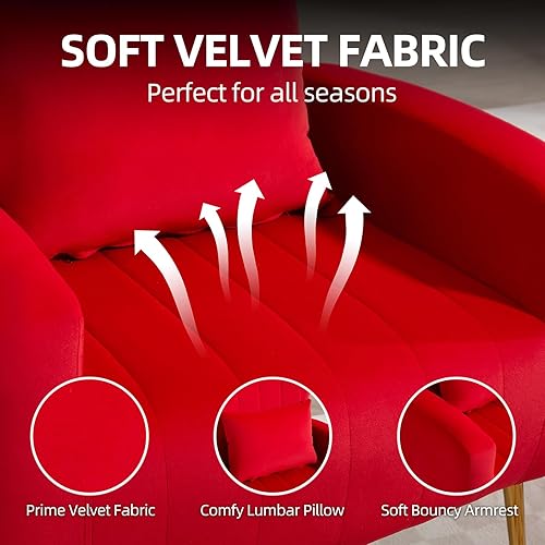 Miniatura 140 de Sillas modernas para sala de estar, sillón de terciopelo con almohada lumbar, sillas de dormitorio con respaldo alto, silla de tocador, silla de