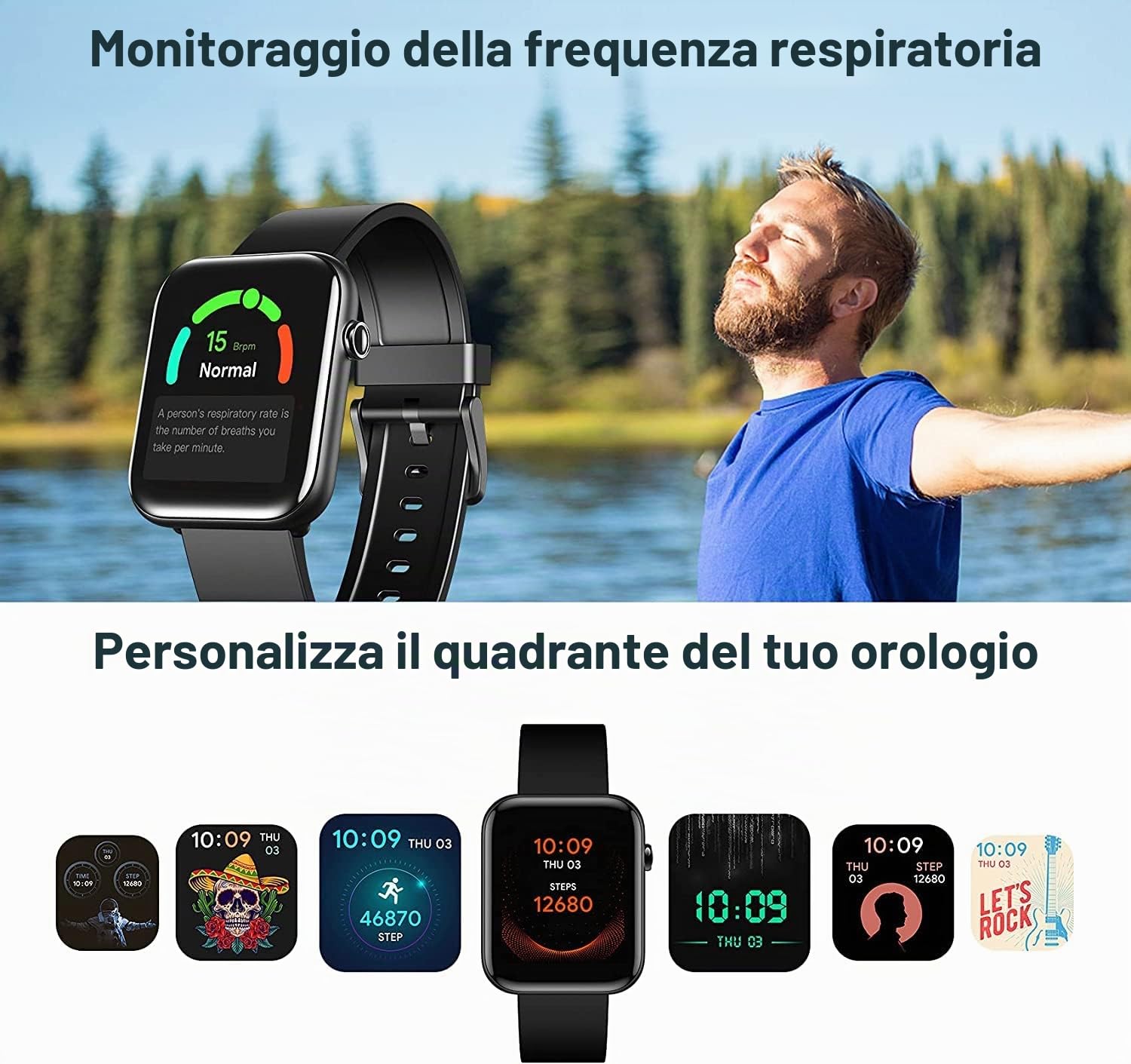 TicWatch GTH Smartwatch Orologio Intelligente, durata della batteria fino a 10 giorni con misurazione della temperatura della pelle,monitoraggio della frequenza ardiaca con ossigeno nel sangue,5ATM