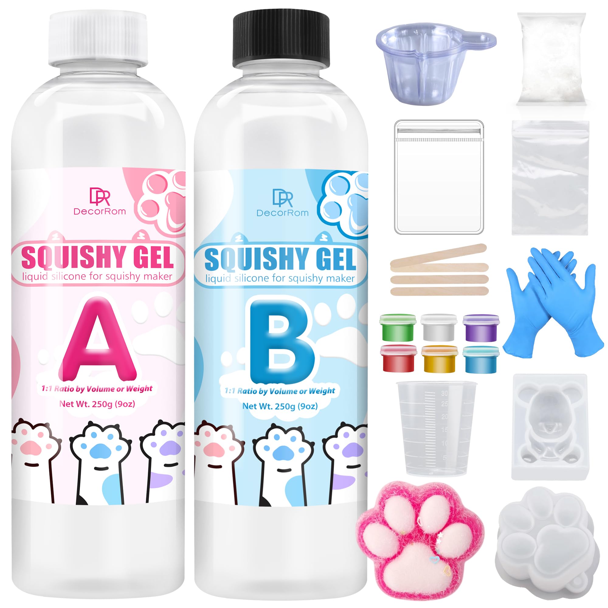 Kit de Squishy Fabrication en Silicone Liquide, 500g 1:1 Mlang Caoutchouc  Silicone Liquide pour Squishy Maker, Ultra Doux  Schage Rapide, Moulage  Patte de Chat, Anti-Stress, Cadeau Dcompression : Amazon.fr: Jeux et