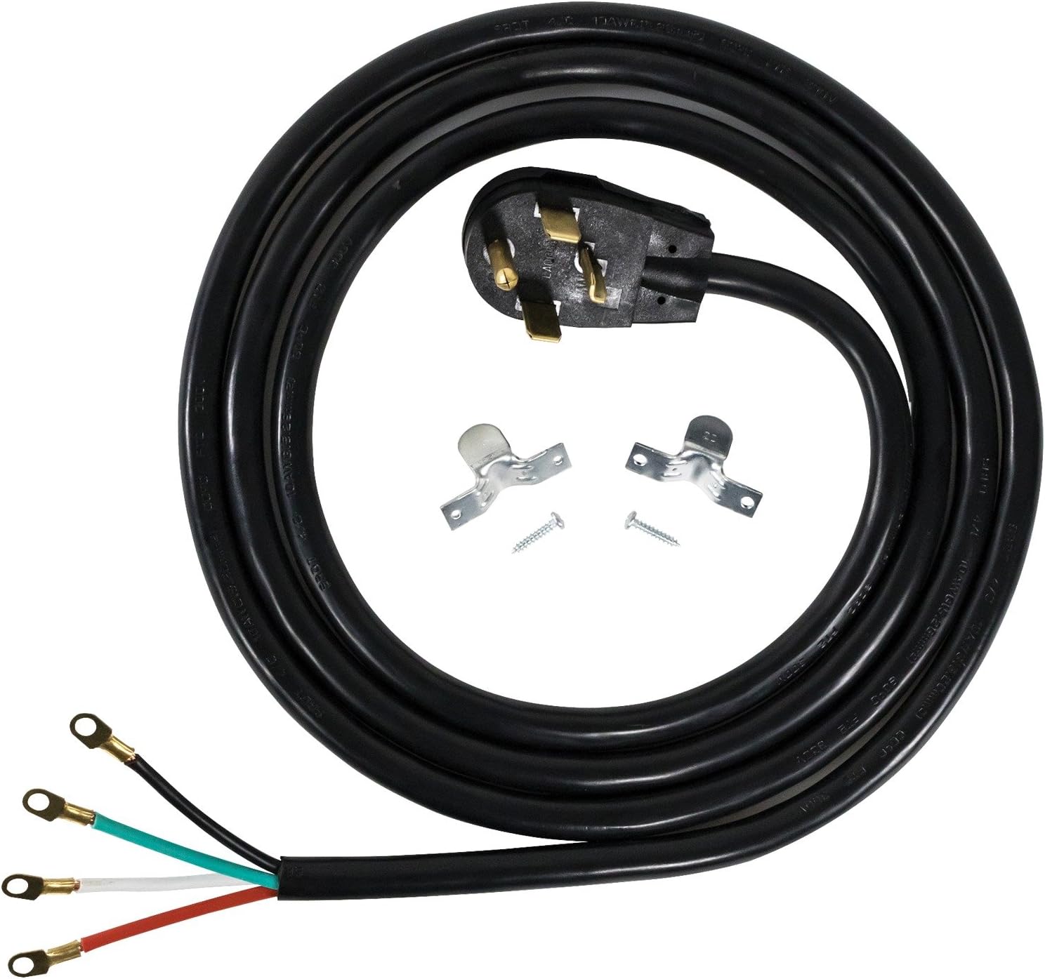 Certified Appliance Accessories 30-Amp Appliance Power Cord, 4 Prong Dryer Cord, 4 Color Coded Wires with Eyelet Connectors, 10ft, Copper Wire