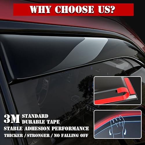 Miniatura 5 de KitsPro Deflector de ventana en canal para Ford F-250 F-350 Super Duty SuperCrew 2017-2023, Ford F-150 2015-2020, deflectores de ventilación de humo