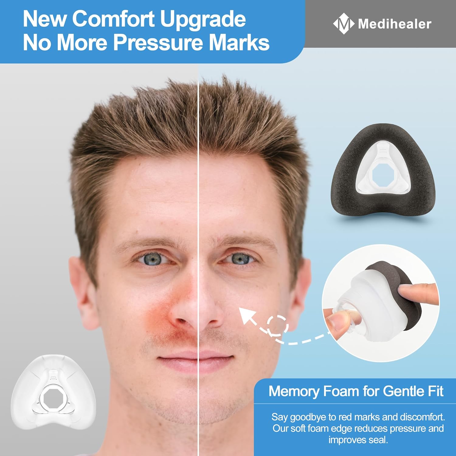 Medihealer Upgraded N20 Nasal Cushion for Airfit N20 Nasal Mask(S), 2 PCS Comfortable Memory Foam Cushion Compatible with Airfit N20, Great Value CPAP Supplies (Brown) - Image 2