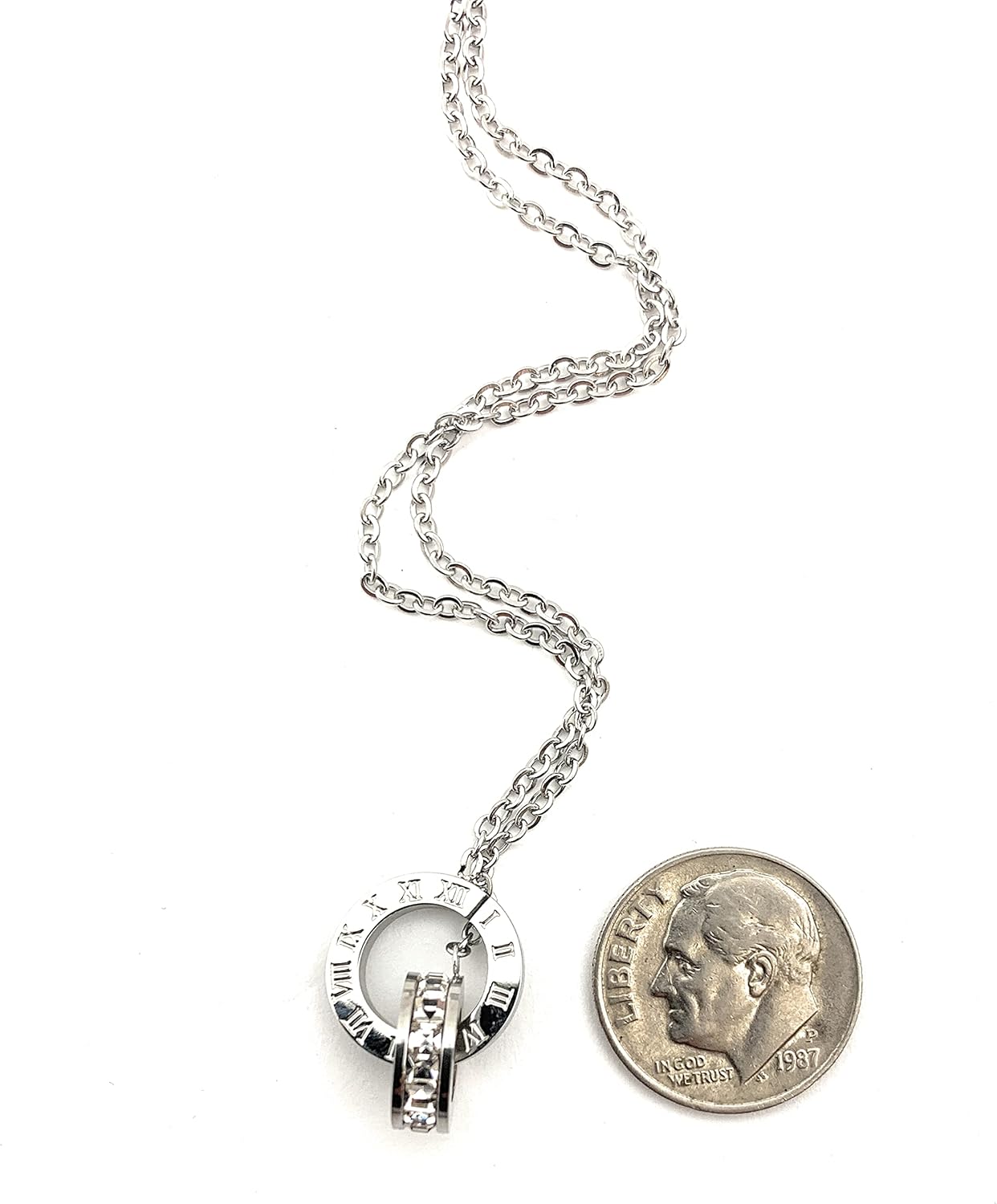 Smiling Wisdom | Timeless Friend Special Friendship Greeting Card | Time Intertwined Double Circle Necklace | Best Friend Women BFF Bestie | 19.6 in Stainless Steel CZ | Silver - Image 7