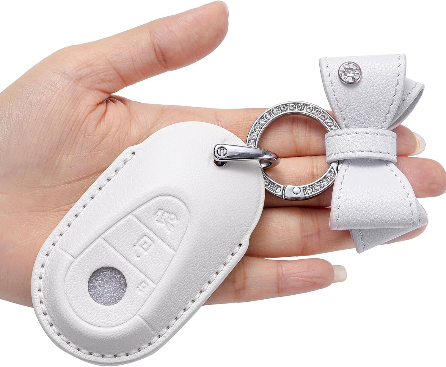 for Mercedes Benz Key fob Cover Genuine Leather with Keychain,Compatible with 2020-2024 Mercedes Benz S-Class G-Class E-Class Smart Remote