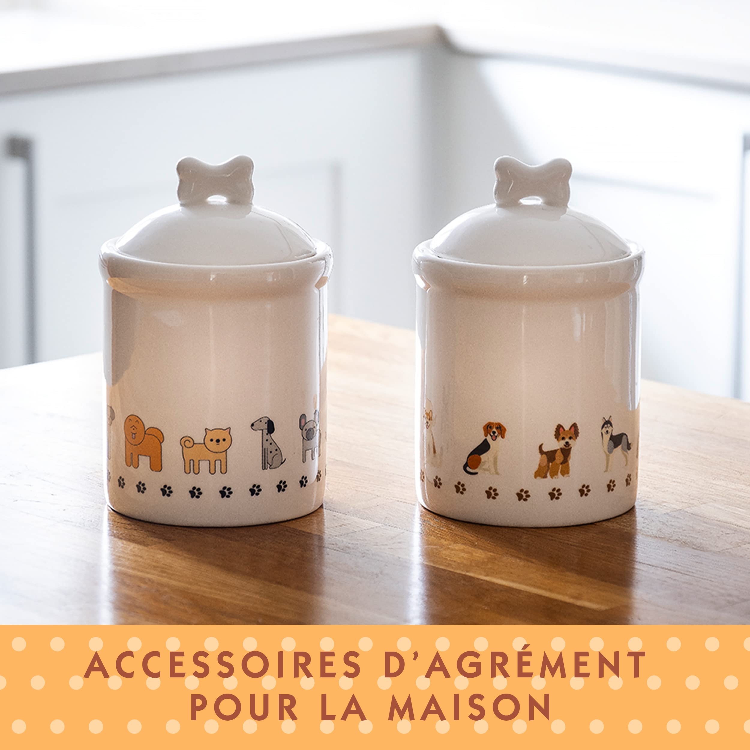 Boîte à Biscuits En Céramique Chien - 1450ml, Hermétique, Design Mignon Pour Cuisine