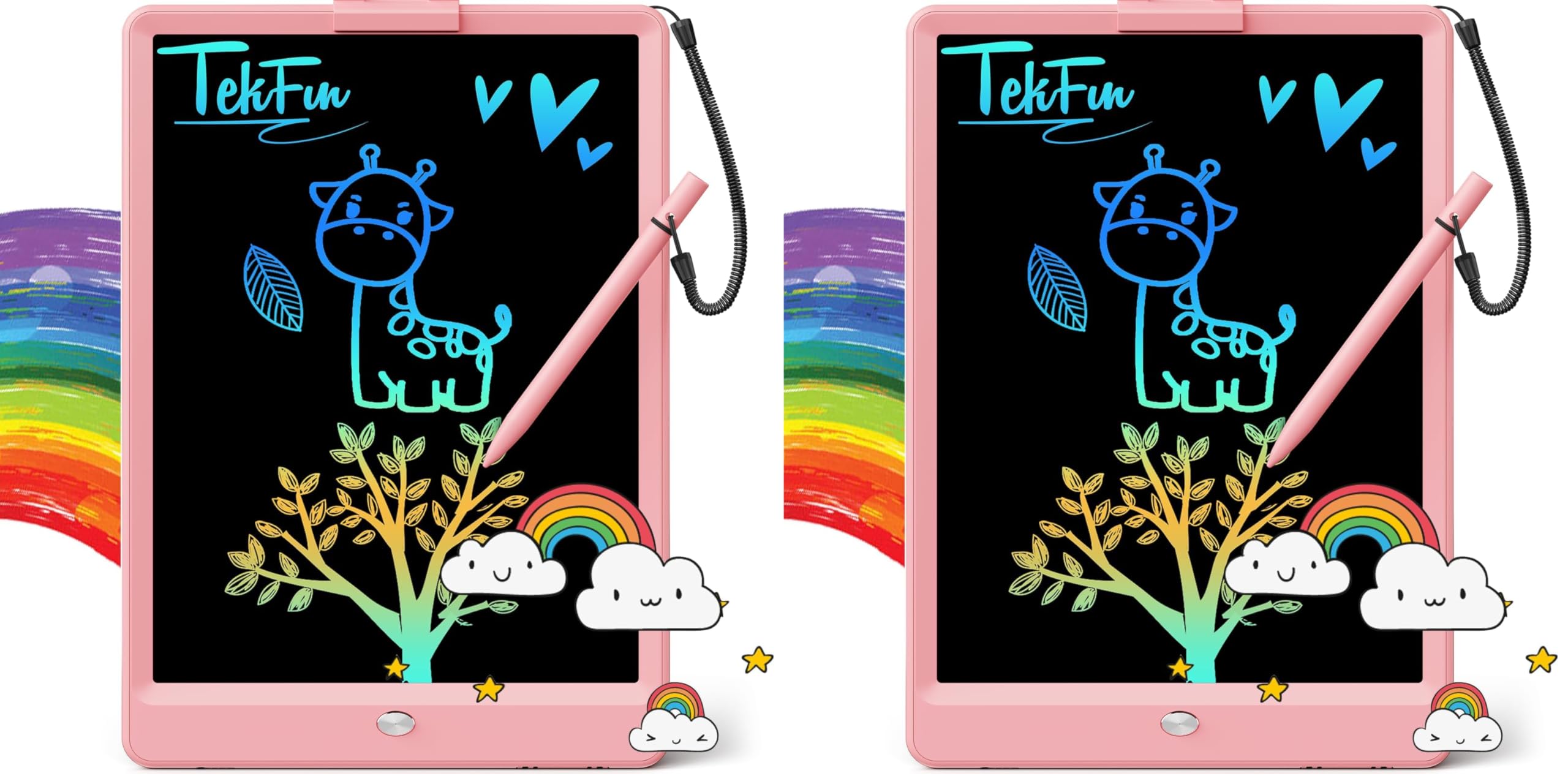 TEKFUN LCD Writing Tablet for Kids, 10-inch Coloring Drawing Pad, Mess Free Doodle Board, Christmas Gifts for Girls and Toddlers, Toys for 3 4 5 6 7 8 Year Old Boys (Pink) (Pack of 2)