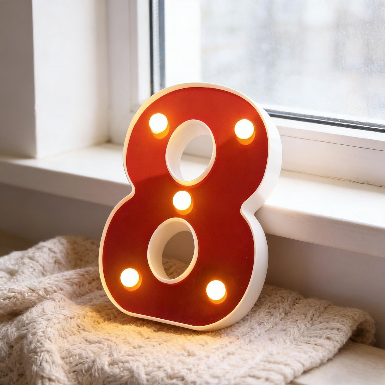 LED Marquee Sign Light Up Letters, Alphabet Light Up Letters Sign, Battery Powered LED Letter Lights for Night Light, Wedding, Birthday, Party, Christmas or Home Decor (Number 8 6.3"5.2"1.18") — image 1