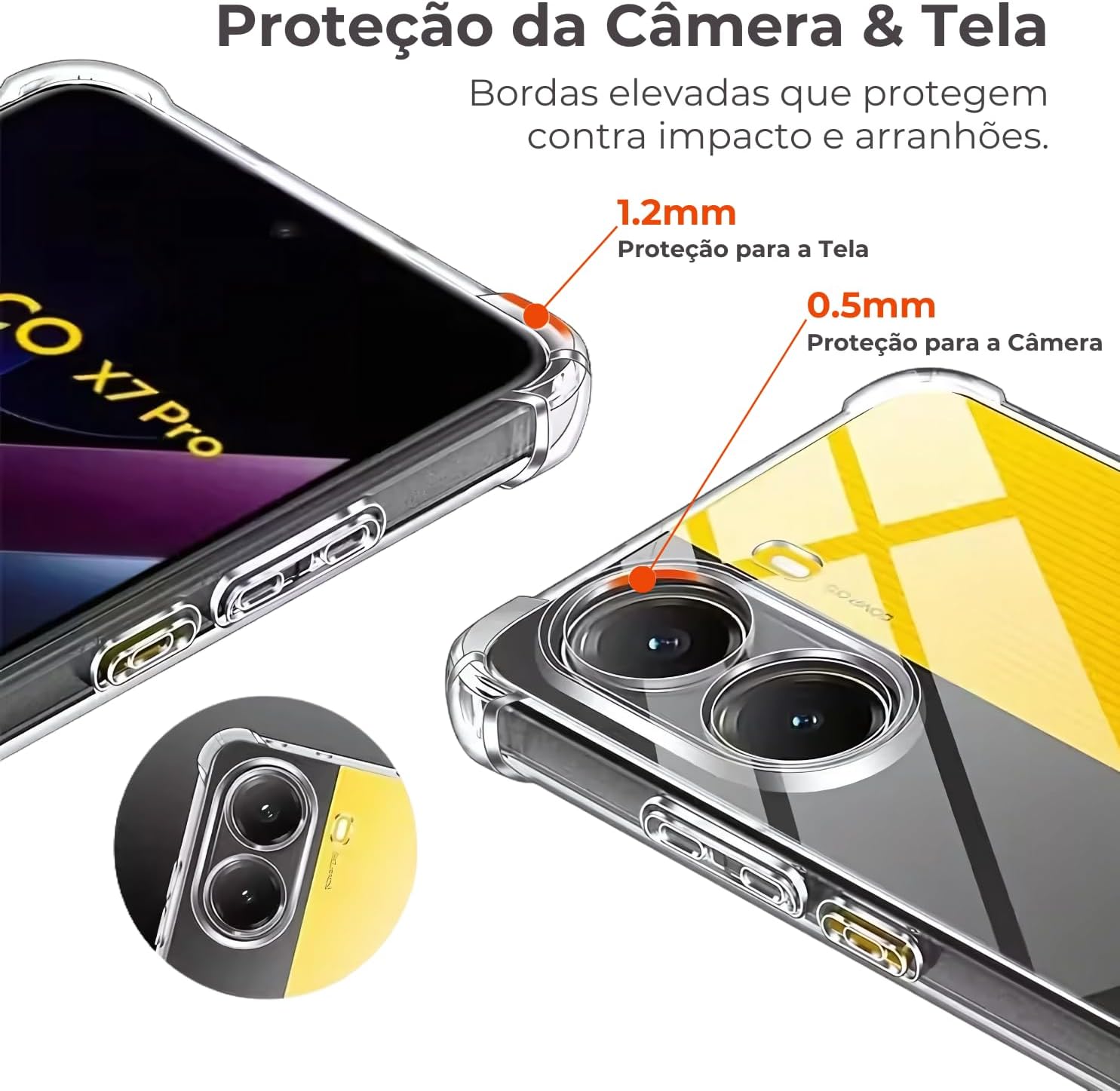 Capa Slim Premium para Xiaomi [Poco X7 Pro] Capinha Transparente Anti Impacto com [Proteção de Câmera] Case Resistente, Anti Riscos, Leve e com TPU Reforçada