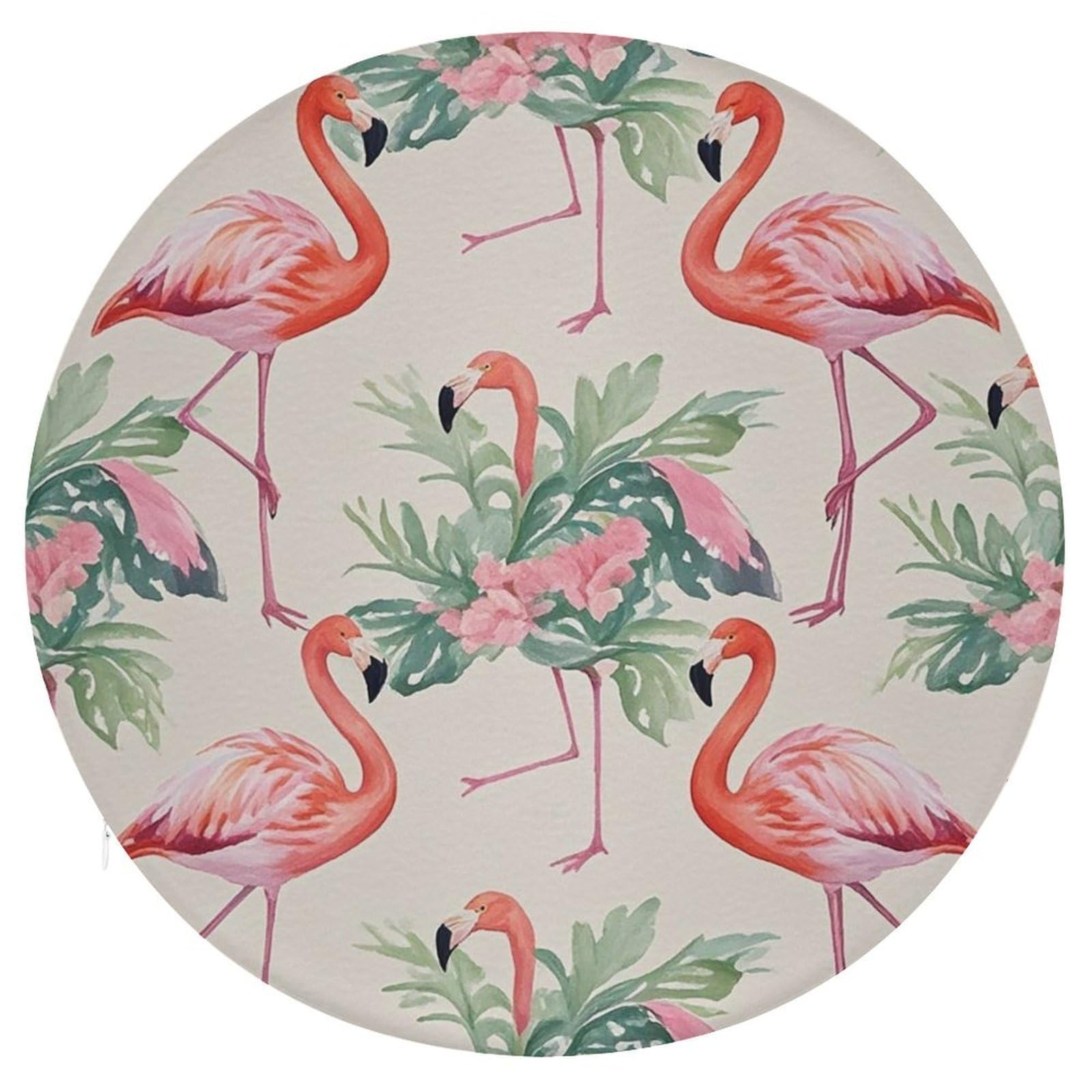 FekiLoot Watercolor Flamingo Seat Cushion Comfort Memory Foam Seat Cushion Chair Pad Soft Round Stool Cushion Chair Cushion Removable Washable Cover for Home Office Outdoor Bistro 15.35 Inch