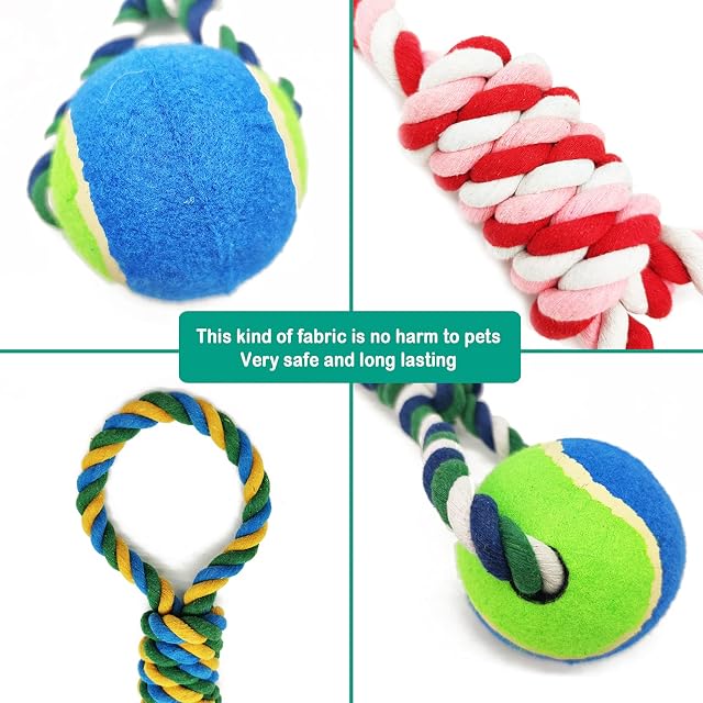 Foto 3 de 5 de BPS Nudo Tirador Algodón Juguete Cuerda con Pelota para Perros Tamaño Grande de Algodón para Salud Mental…