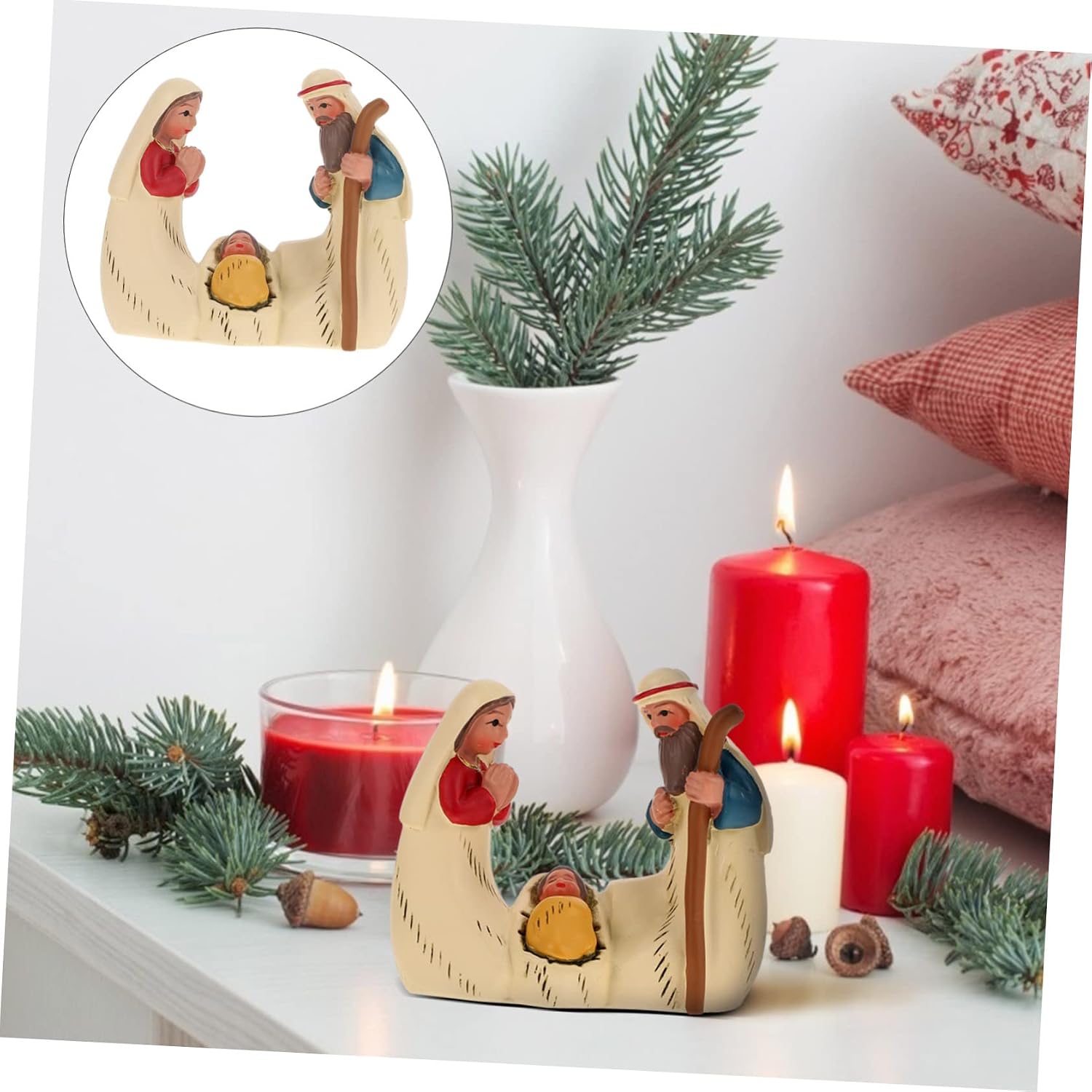 VOSAREA 2pcs Holy Craft Ornament Jesus Birth Figurine for Christmas Nativity Decor Lightweight and Adornment for Decorations