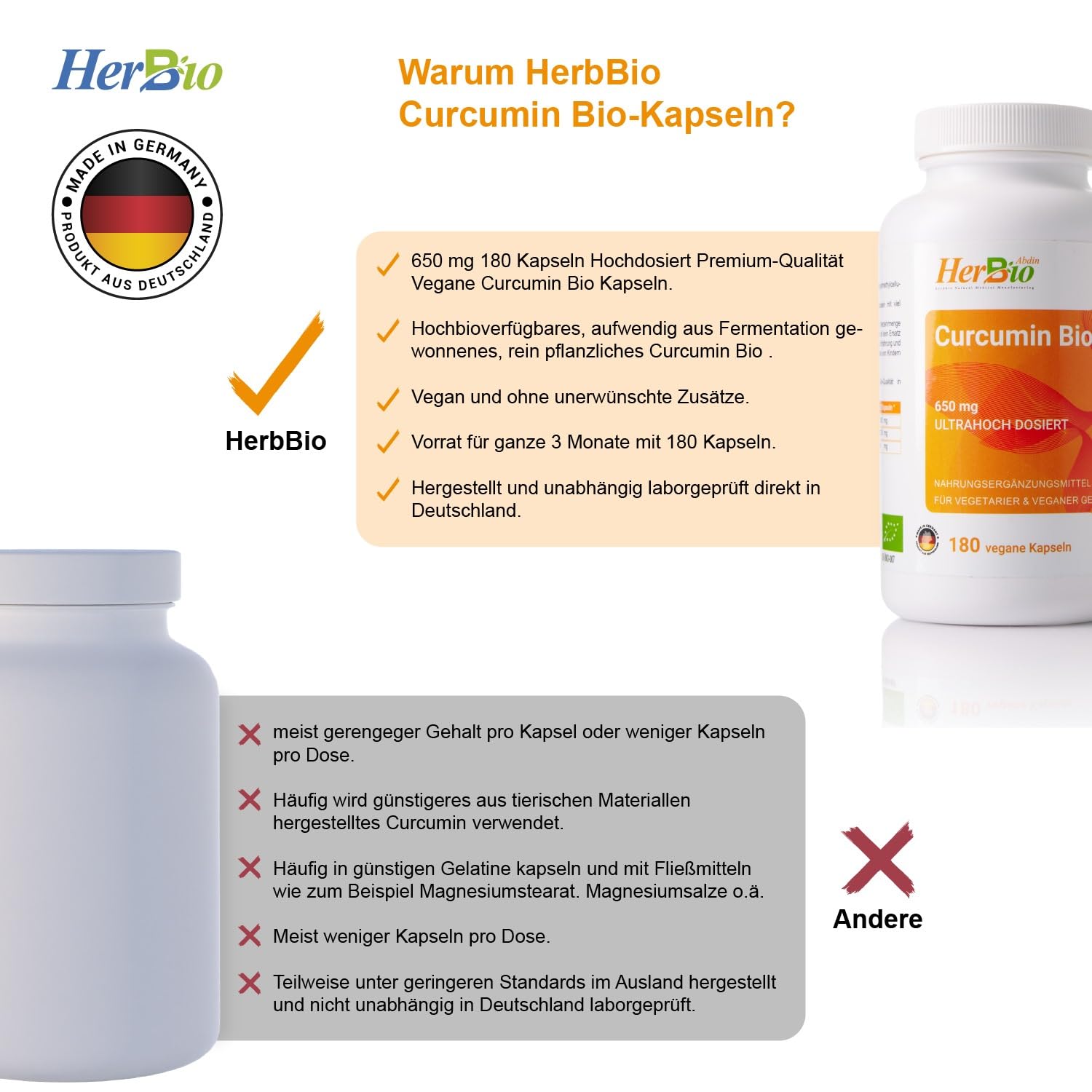 Bio Curcumin Kapseln 617 mg Curcuminoide pro Kapsel entspricht 20000 mg Kurkumapulver mit Bio Schwarzem Pfeffer 180 vegane Kapseln Made in Germany
