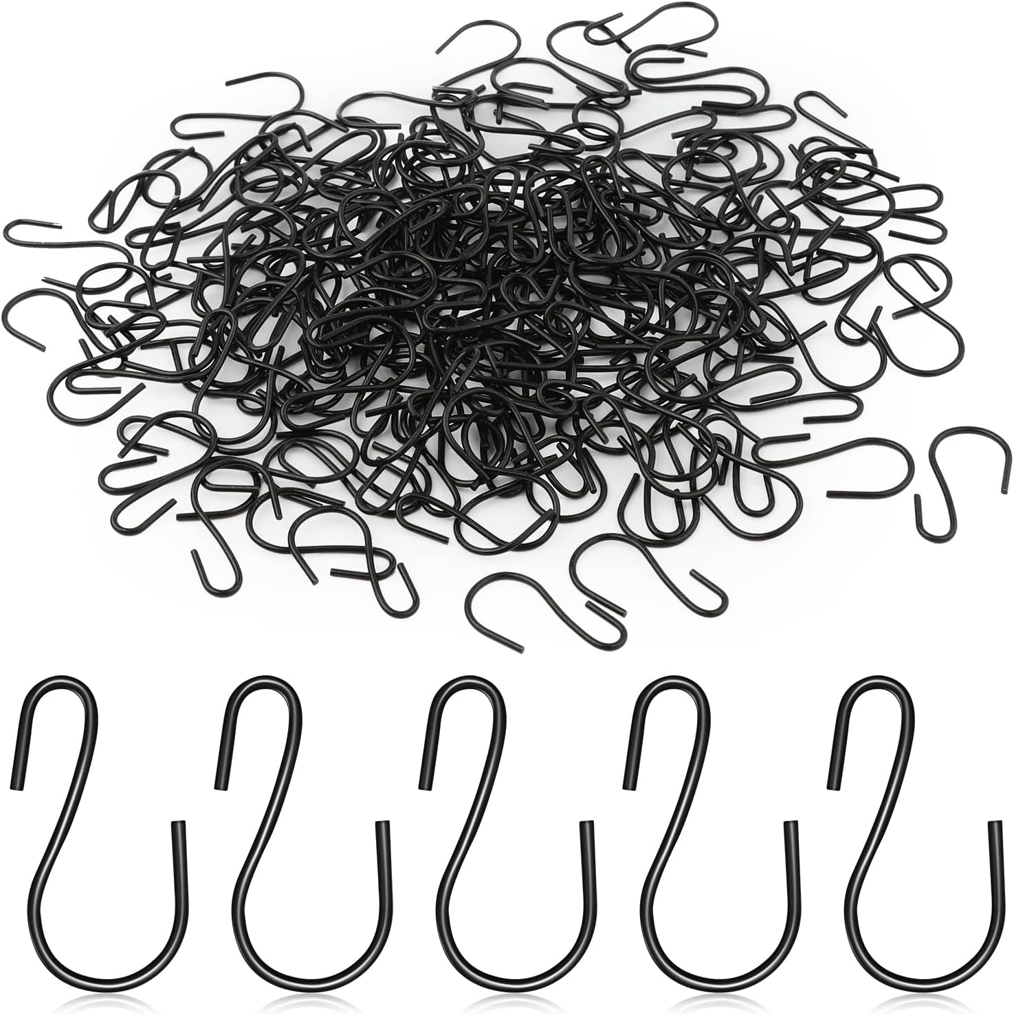 KINBOM 120pcs 1 Inch Mini S Hooks for Hanging, S Shaped Hooks Small S Hooks Metal Mini Ornament Hooks for Crafts Jewelry Hanging Pot Plants (Black)