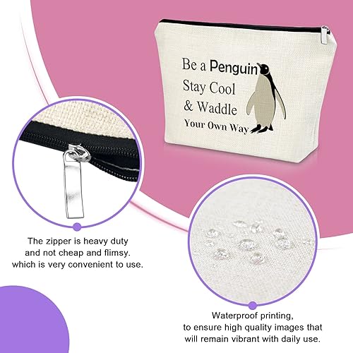 Miniatura 4 de Sazuwu Regalos para amantes de los animales, bolsa de maquillaje para mujer, Sé un pingüino, mantente fresco y camina a tu manera