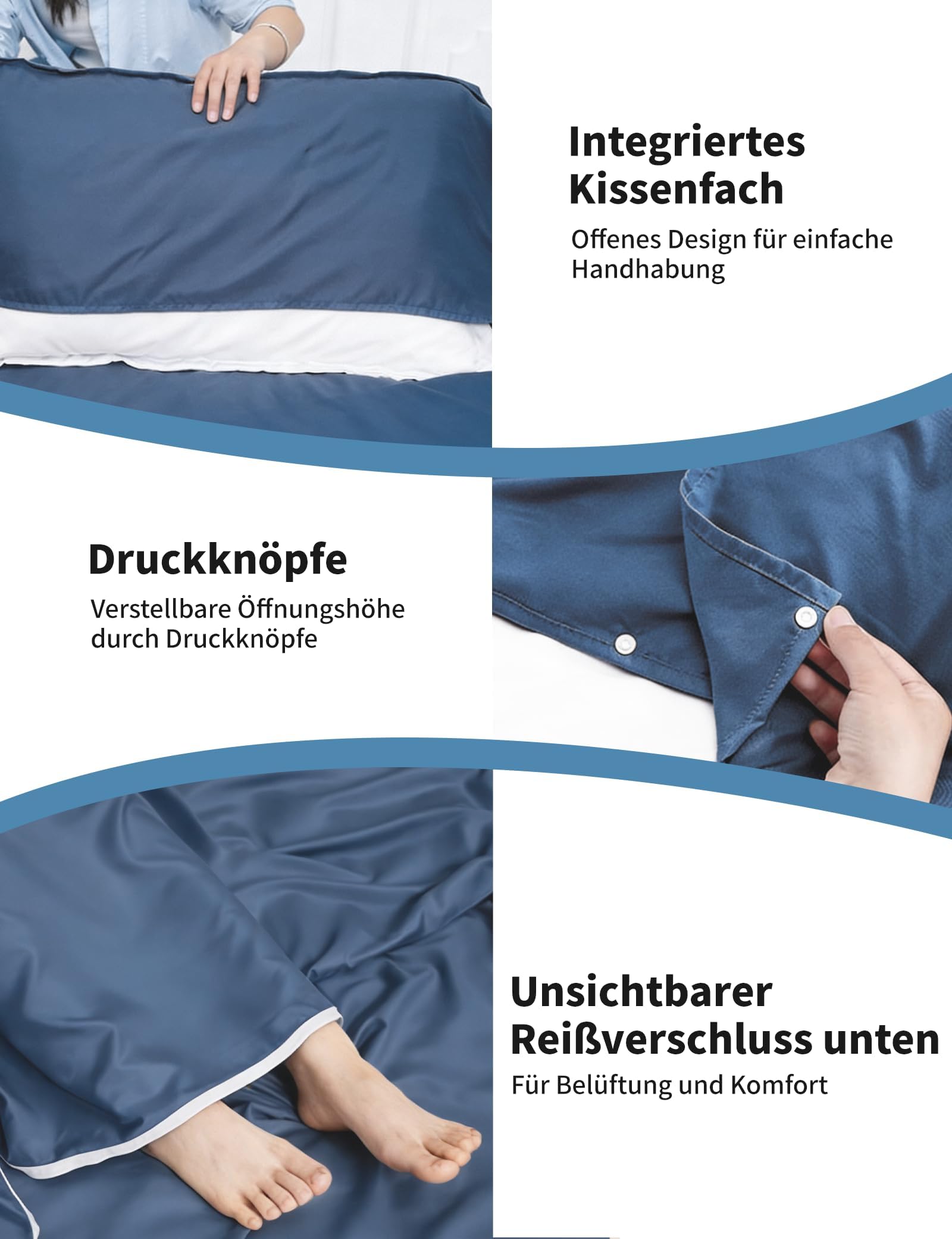 Hüttenschlafsack aus Mikrofaser Schlafsack Inlett – Ultraleicht & kompakt mit Kissenfach & Reißverschluss – Ideal für Hostels, Berghütten, Backpacking & Camping – Waschbar