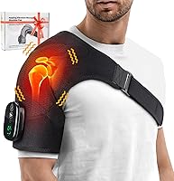 FAMILYHEALTH Cordless Heated Shoulder Massager Wrap - Heat & Vibration Pain Relief, Portable Rotator Cuff Brace for Men & Women, Black