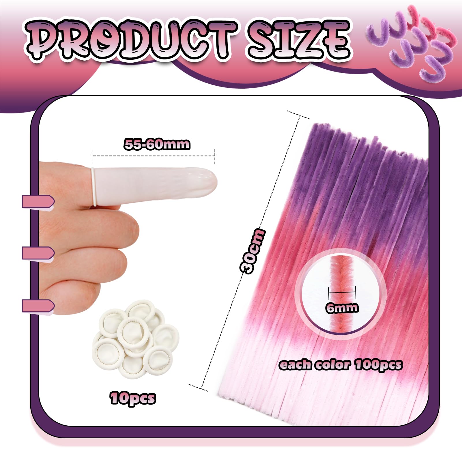 TOAOB 100pcs Pipe Cleaners Gradient Pink Purple Chenille Stems for Crafts 12 Inch Fuzzy Sticks Craft Supplies for DIY Art Craft Projects Home Decorations