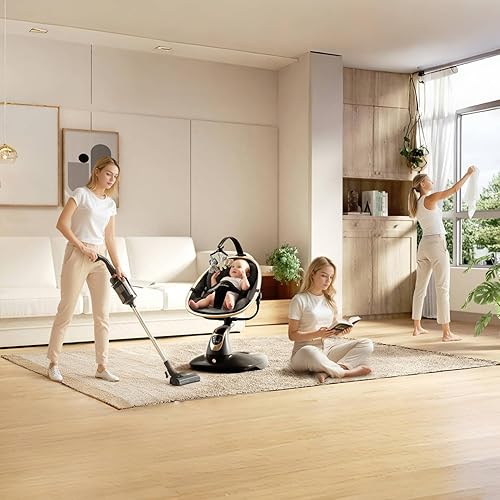 Miniatura 5 de Columpio de bebé para bebés a niños pequeños, columpio eléctrico para bebé con base resistente en forma de escudo, rotación de 180, columpio