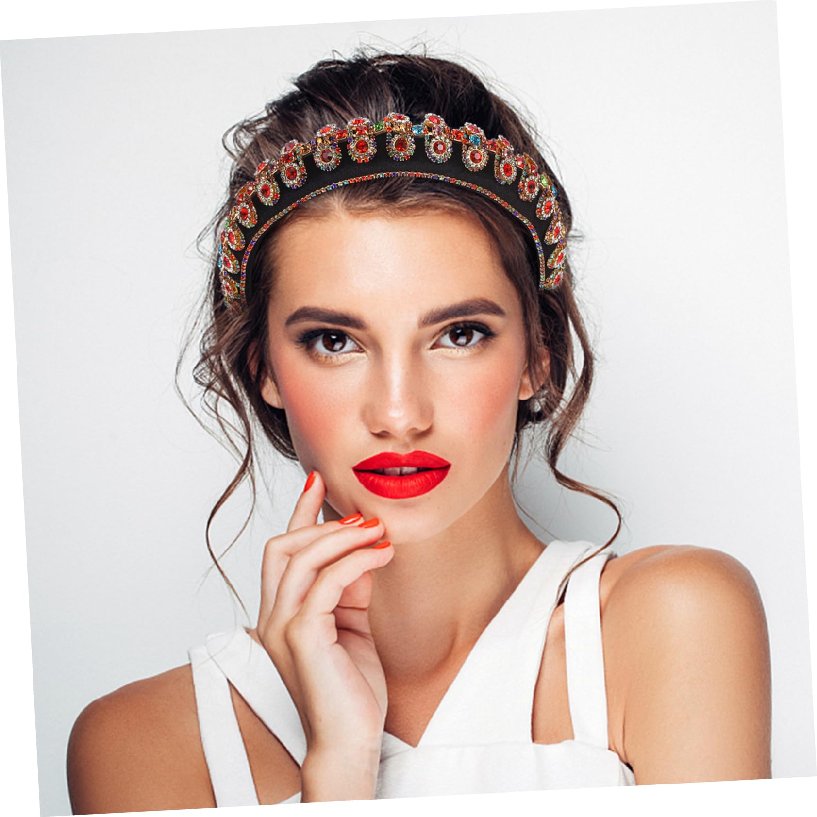Beaupretty 2 Pièces bandeau strass accessoire de coiffure femme bandeaux élastiques scrunchies hair band élastiques à cheveux attache-cheveux bande de cheveux de fille bandeau fille élégante