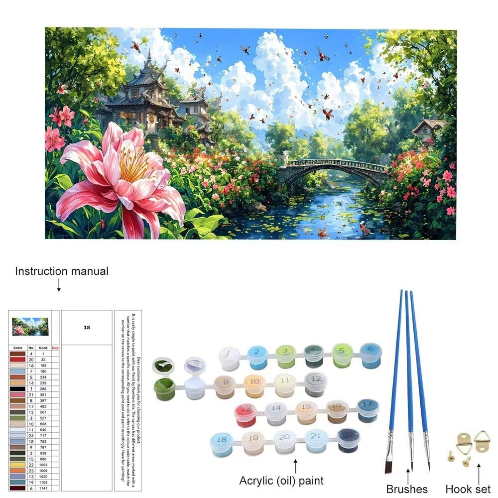 Malen Nach Zahlen Erwachsene xxl, Paint by Numbers Malen Nach Zahlen Landschaft, DIY Geschenk Art mit Pinseln und Acrylfarben Handgemalt Ölgemälde Leinwand für Home Décor, Ohne Rahmen 80x160cm W-701