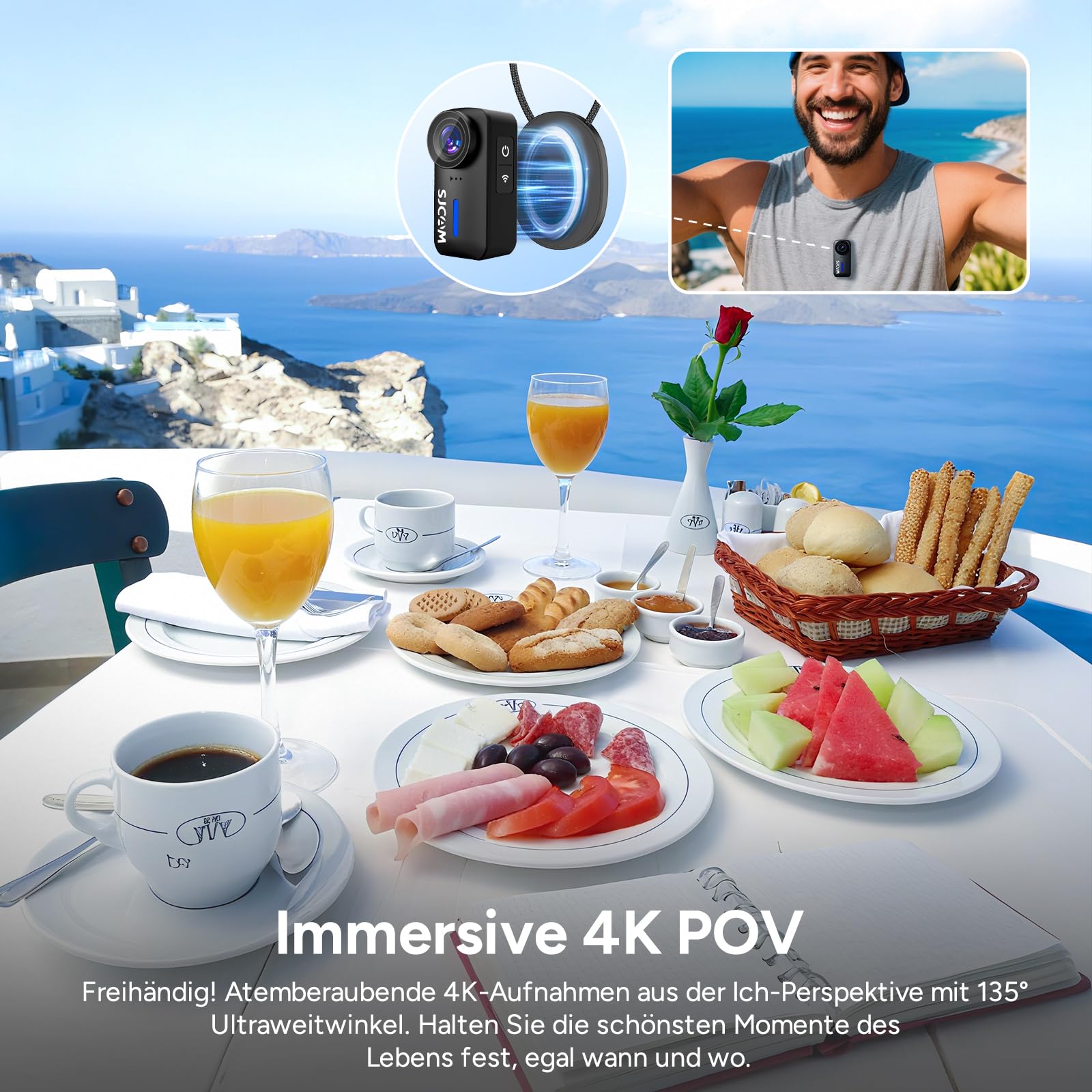 SJCAM C110 4K Bodycam ohne SD,200 Min Laufzeit,EIS,Wasserdicht | Action Cam,POV-Kamera Ideal für Vlogging,Reisen,Wandern,motorrad und Sport,Nur mit 5-GHz-WLAN kompatibel