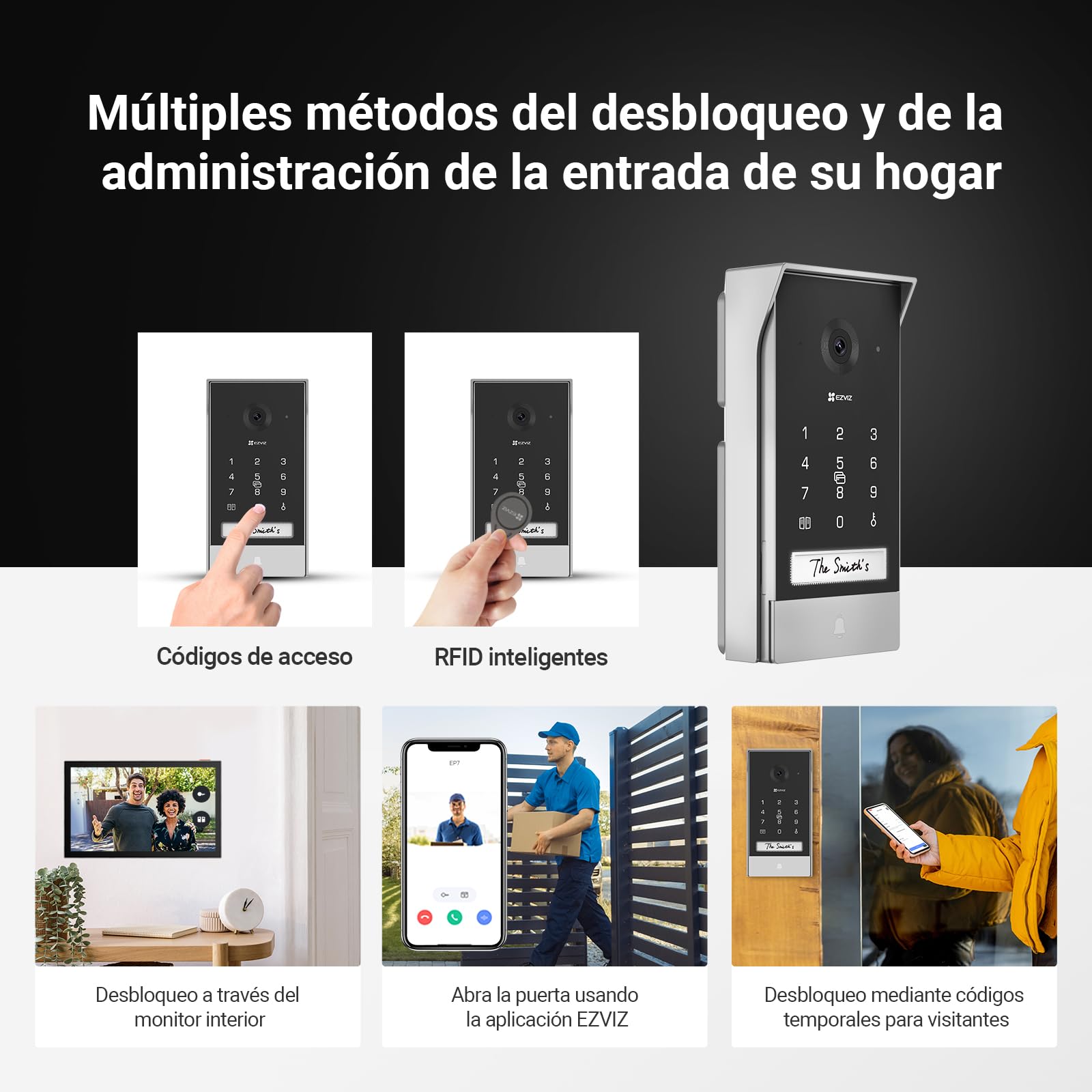 EZVIZ EP7 Videoportero Solar sin Cables 2K Sistema Inalámbrico de Intercomunicación, 7'' Pantalla Táctil a Color, Timbre Video Mirilla con Energía Solar, Audio Bidireccional, WiFi 2.4/5 GHz