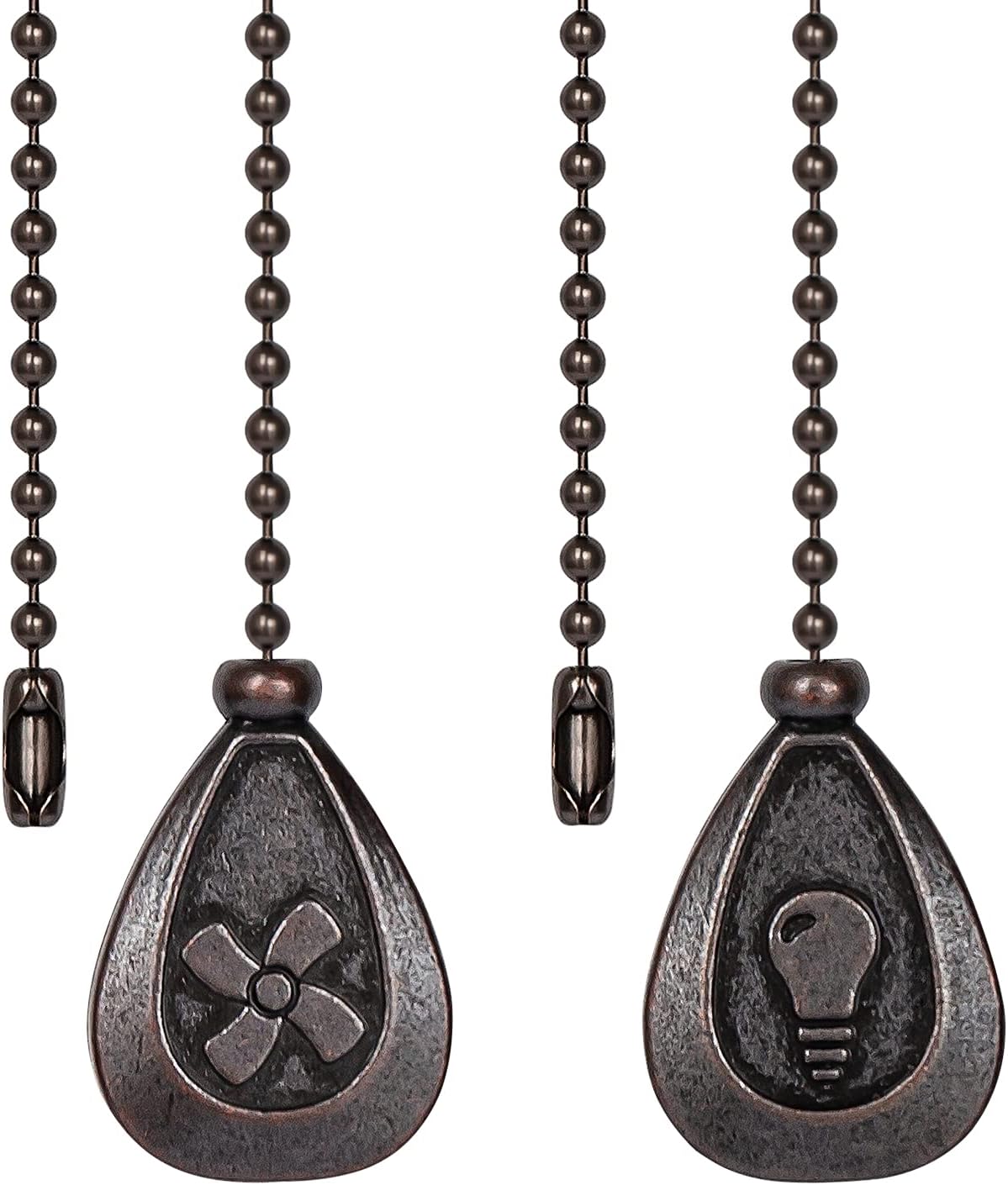Ceiling Fan Pull Chains - 2 Pieces Bronze Extension Fan, Lighting, Fan, Lamp Pull Chain Decorative Extender Ornament 12 Inch in Length, with 3 mm Diameter Beaded Ball Fan Chain Connector(Black Copper) : Tools & Home Improvement
