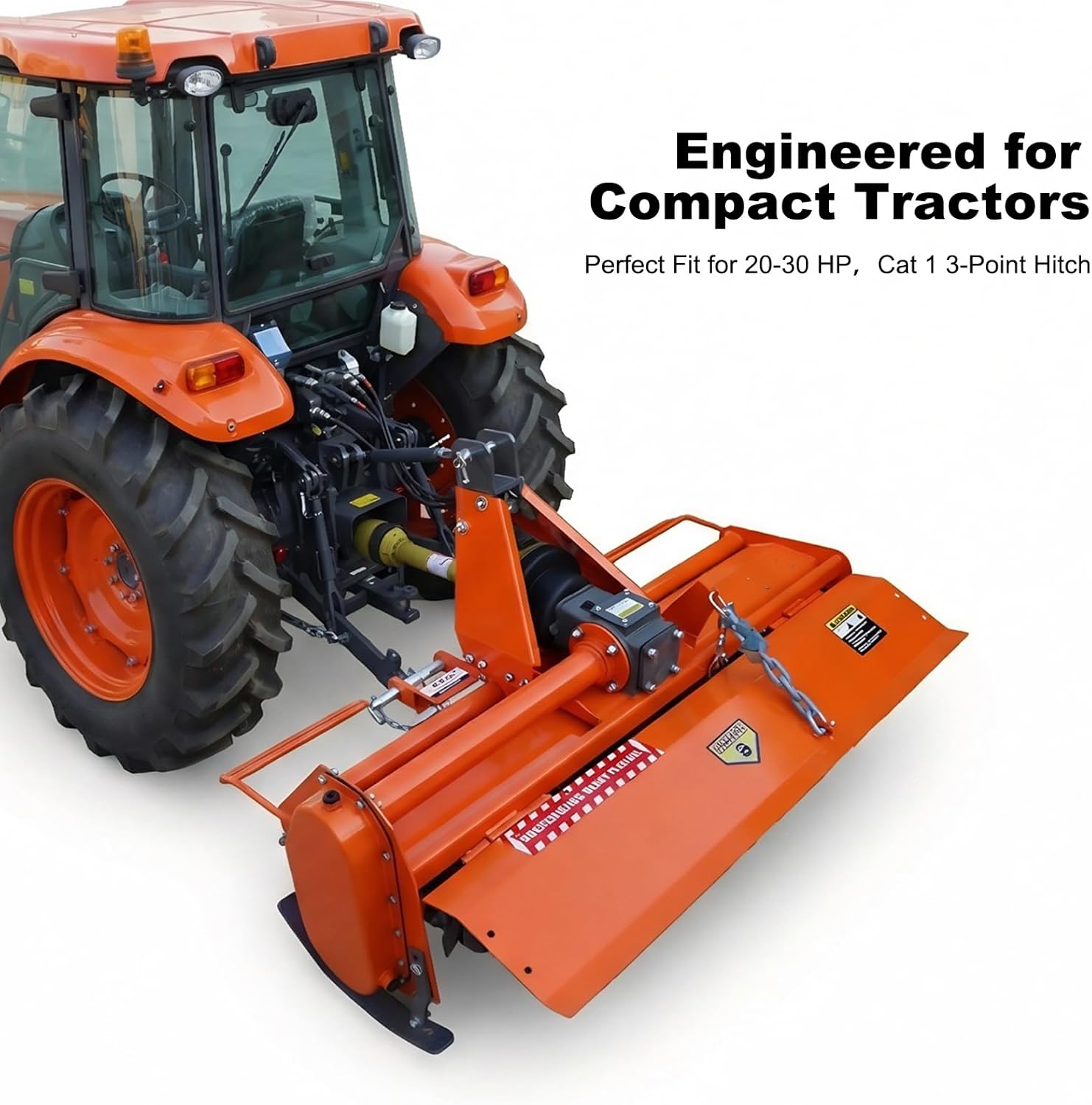 Heavy Duty 3 Point Hitch Rotary Tiller 4.5 FT 53.5 in, Tractor Tiller Work with 3 PT CAT I, Single Speed PTO Drive Tillers with a 540 RPM Gearbox, Replaceable L Shaped Toothed Blades, Work 3-5" Deep