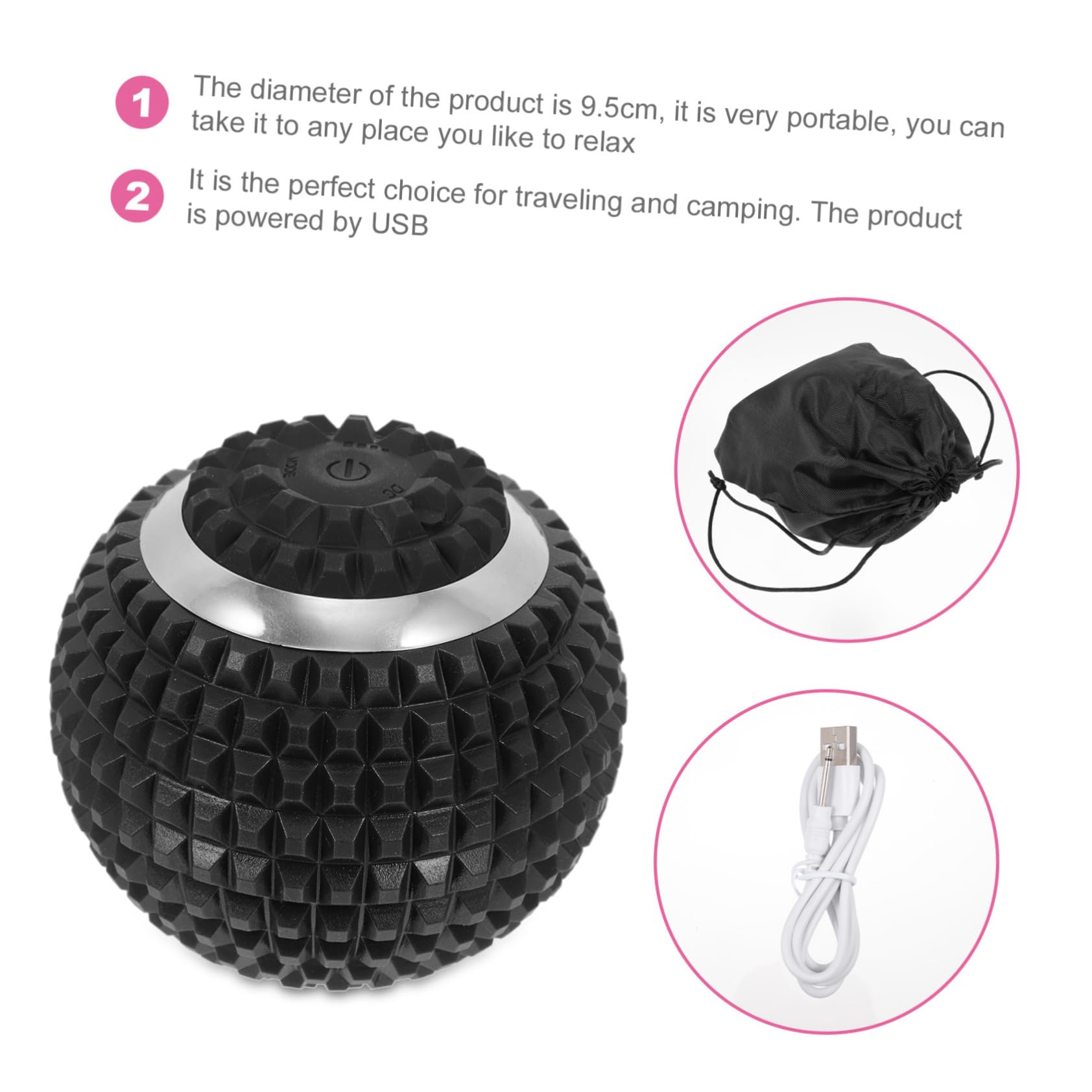 Bola de Masaje Eléctrica Negro, Relajación Muscular Abs para Pies