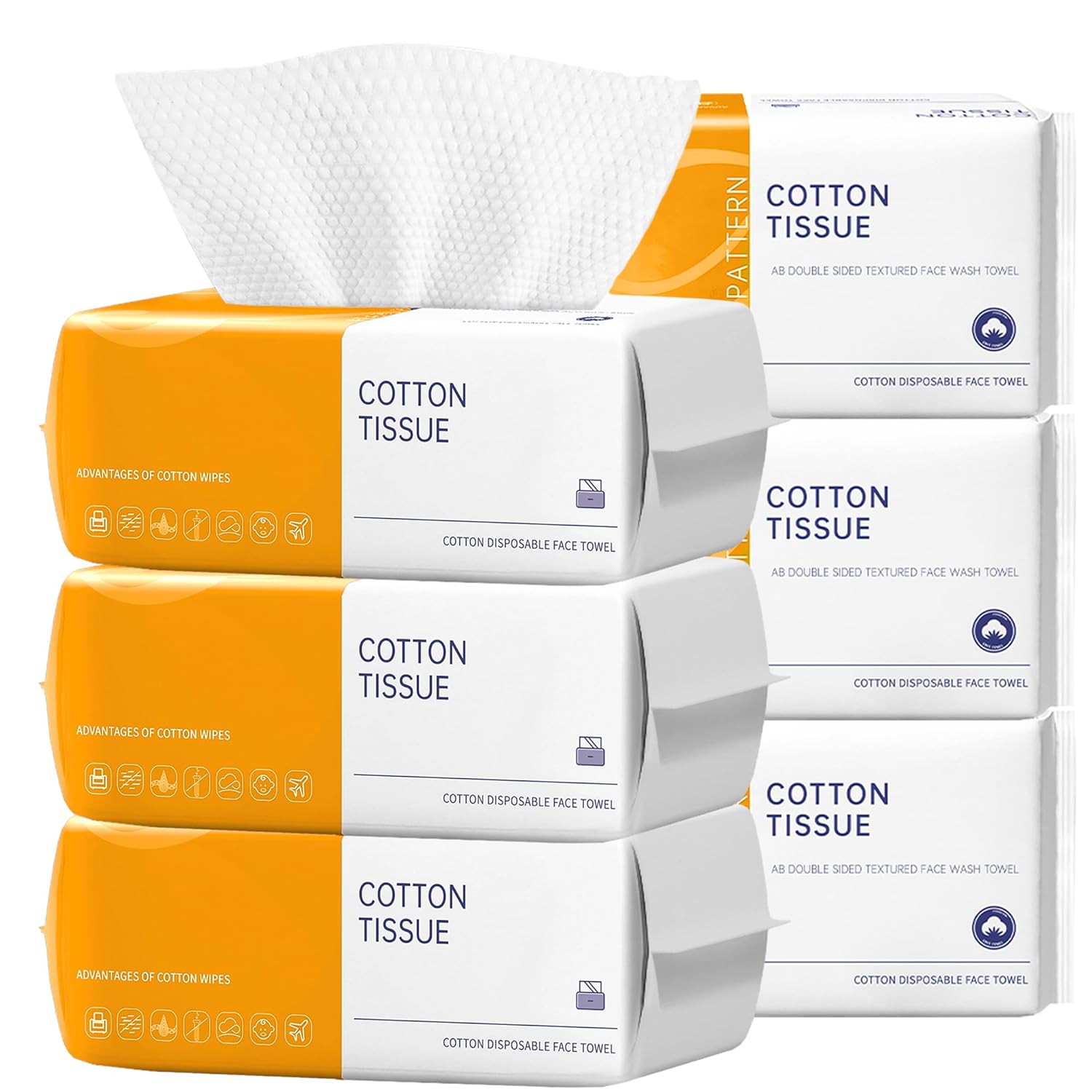 6 Pack Face Towels Disposable,100 Count Ultra Thick Disposable face towels Facial Wash Cloth for Sensitive Skin, Face Clean Towels, Face Towelettes Disposable