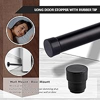 Vista 4 de Topes de puerta, tope de puerta largo, tope de puerta de 5 pulgadas, topes de puerta negros para montaje en pared, tope de puerta de acero