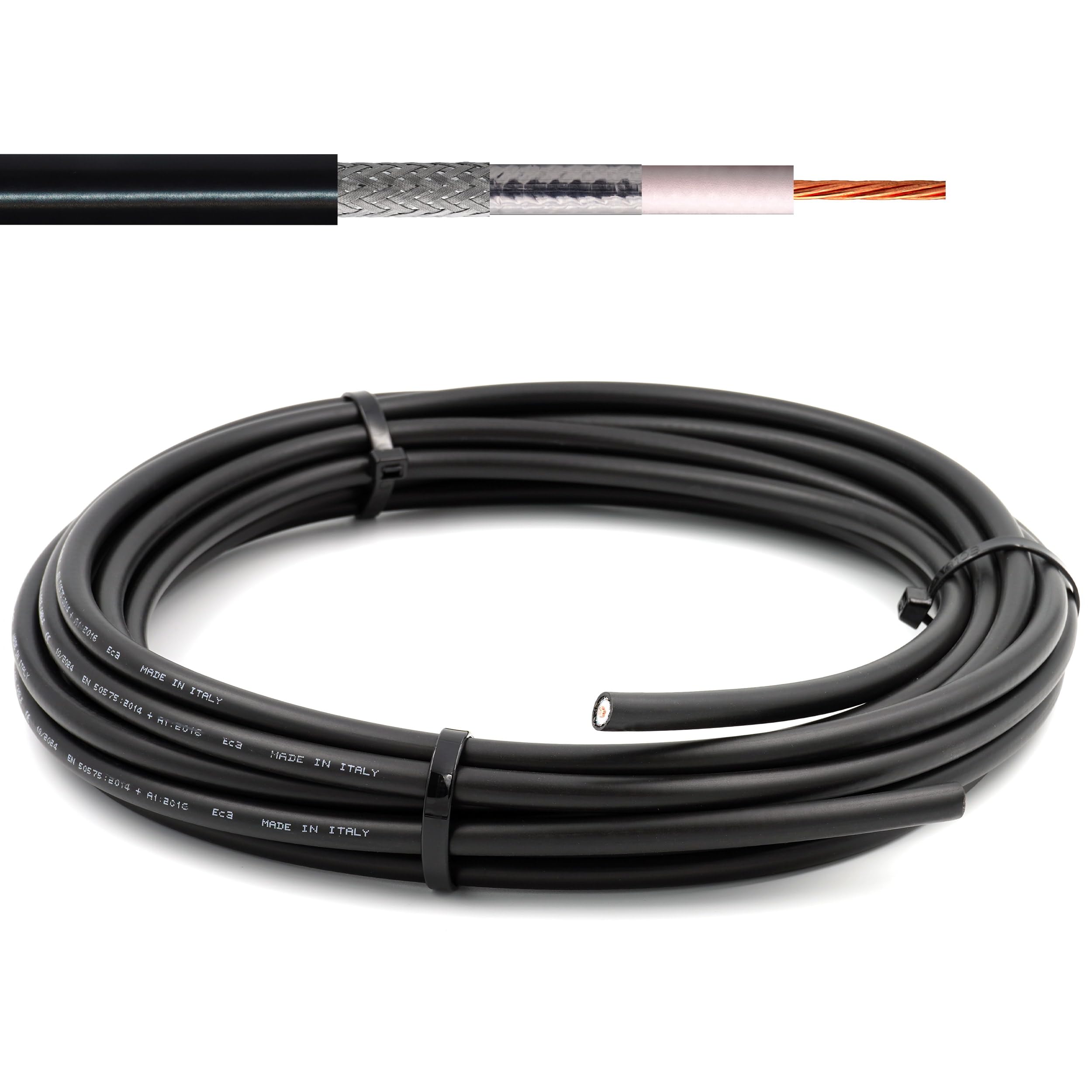 RANGEFUL HF400 (LMR400 equivalente) Cable coaxial 20 Metros — 50 ohmios RF coaxial de extensión — Compatible con N SMA BNC TNC UHF PL259 — para WiFi Router Móvil CB Radio Modem — Fabricado en Italia