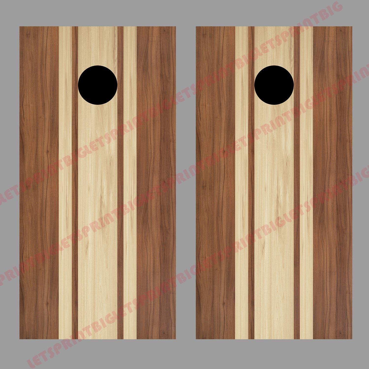 Wood Grain Design B Color Stripes Corn Hole Board Decal Wrap