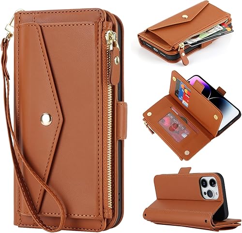Funda para teléfono iPhone 13 pro max Funda tipo cartera para hombre, funda para iPhone 13 Pro Max con tarjetero de cuero con tarjetero y tarjetero,