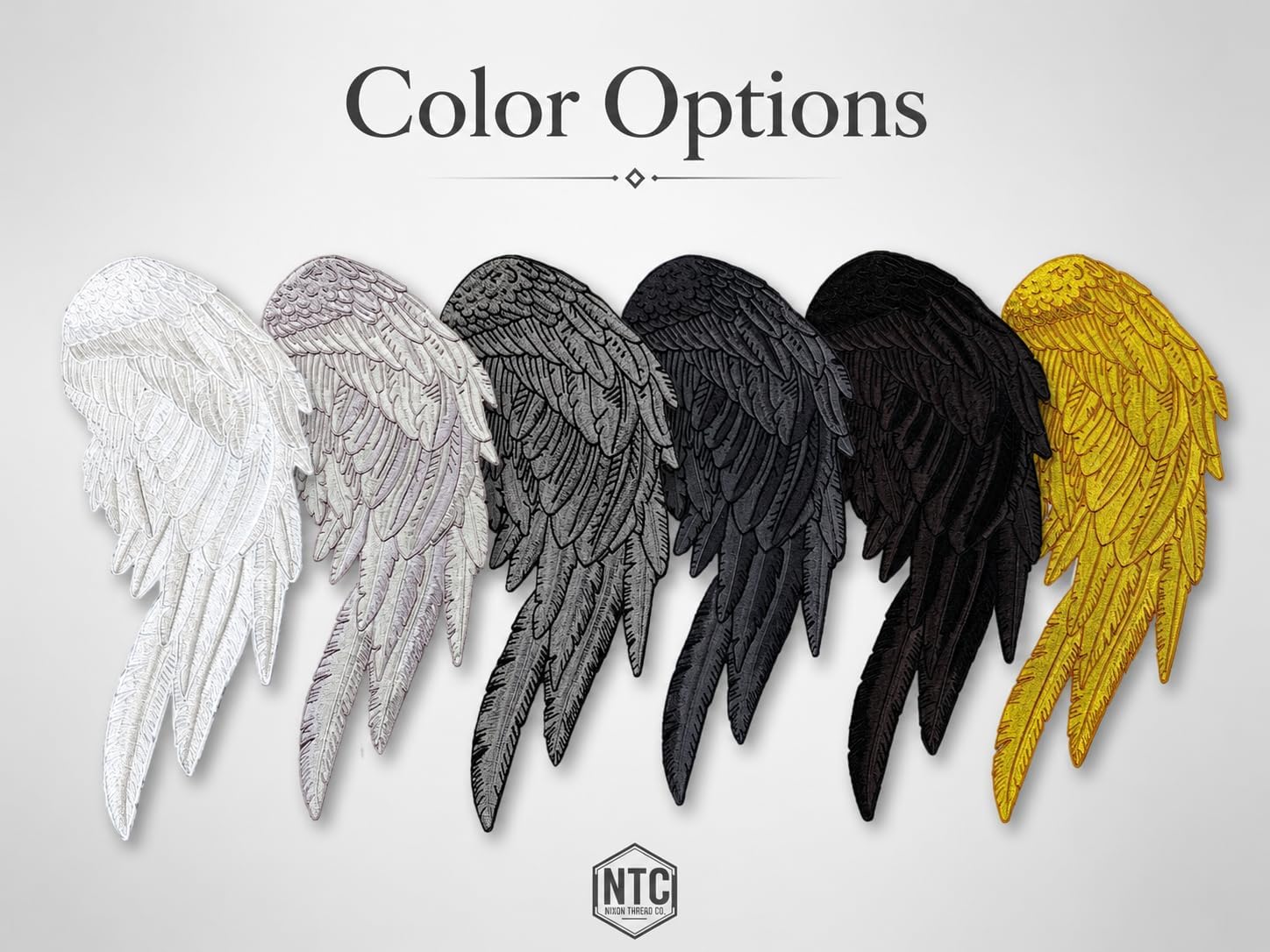 Silver Angel Wing Patches 14” | "Saints & Sinners Guardian Angels Realistic Embroidered Wings and Feathers | Back Patch for Men and Women Iron On Large 2pc. Set - by Nixon Thread Co. image 5