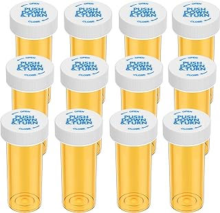 Empty Plastic Medicine Pill Bottles with Child Resistant Caps (12 Pack), 8 Dram Small Prescription Vial Medicine Containers Travel Pill Bottles Clear Pill Case Organizers
