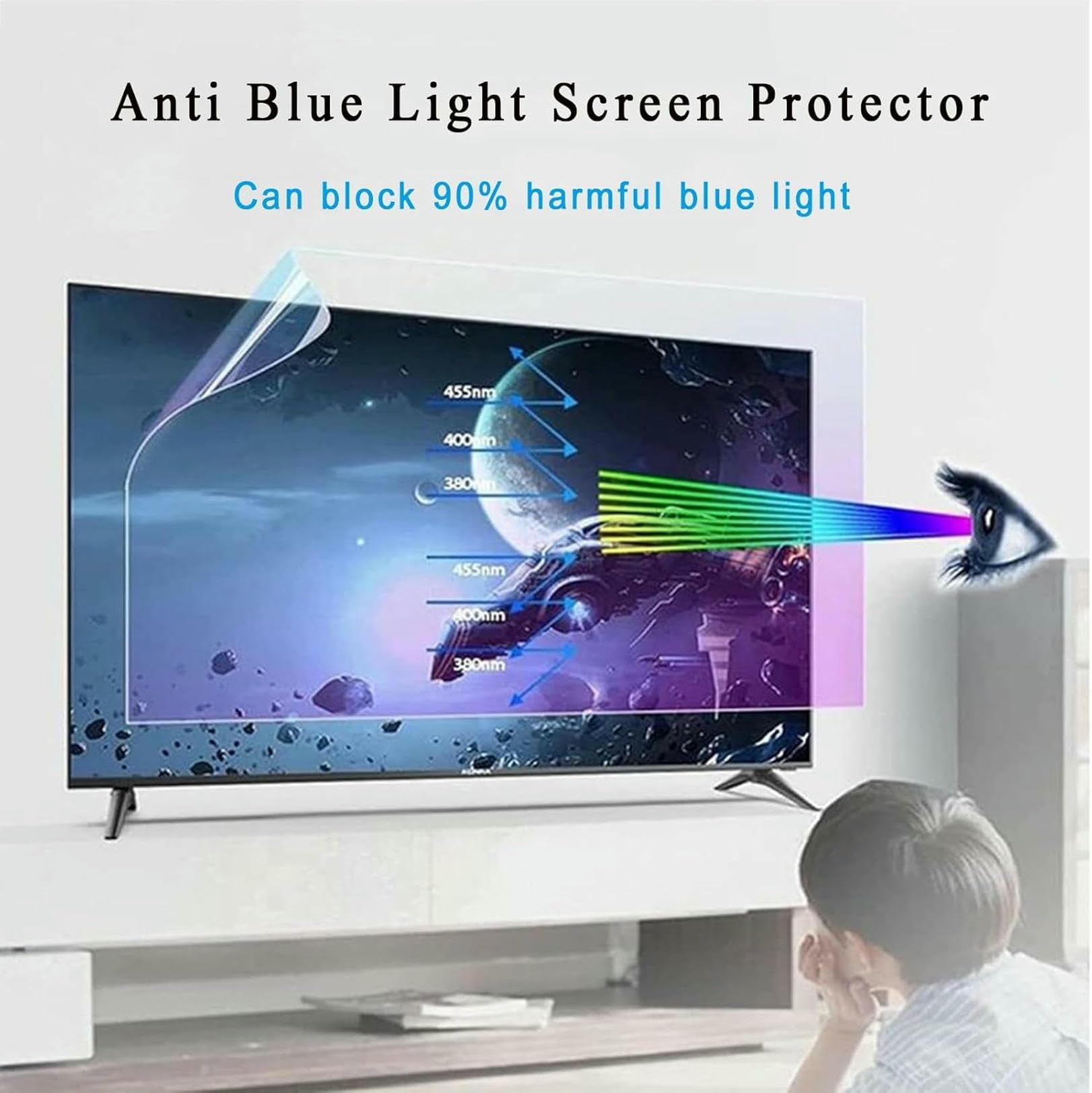 Film Anti-Éblouissement pour Téléviseur 32-55 Pouces, Protecteur d'Écran TV Givré, Filtre Anti-Lumière Bleue UV