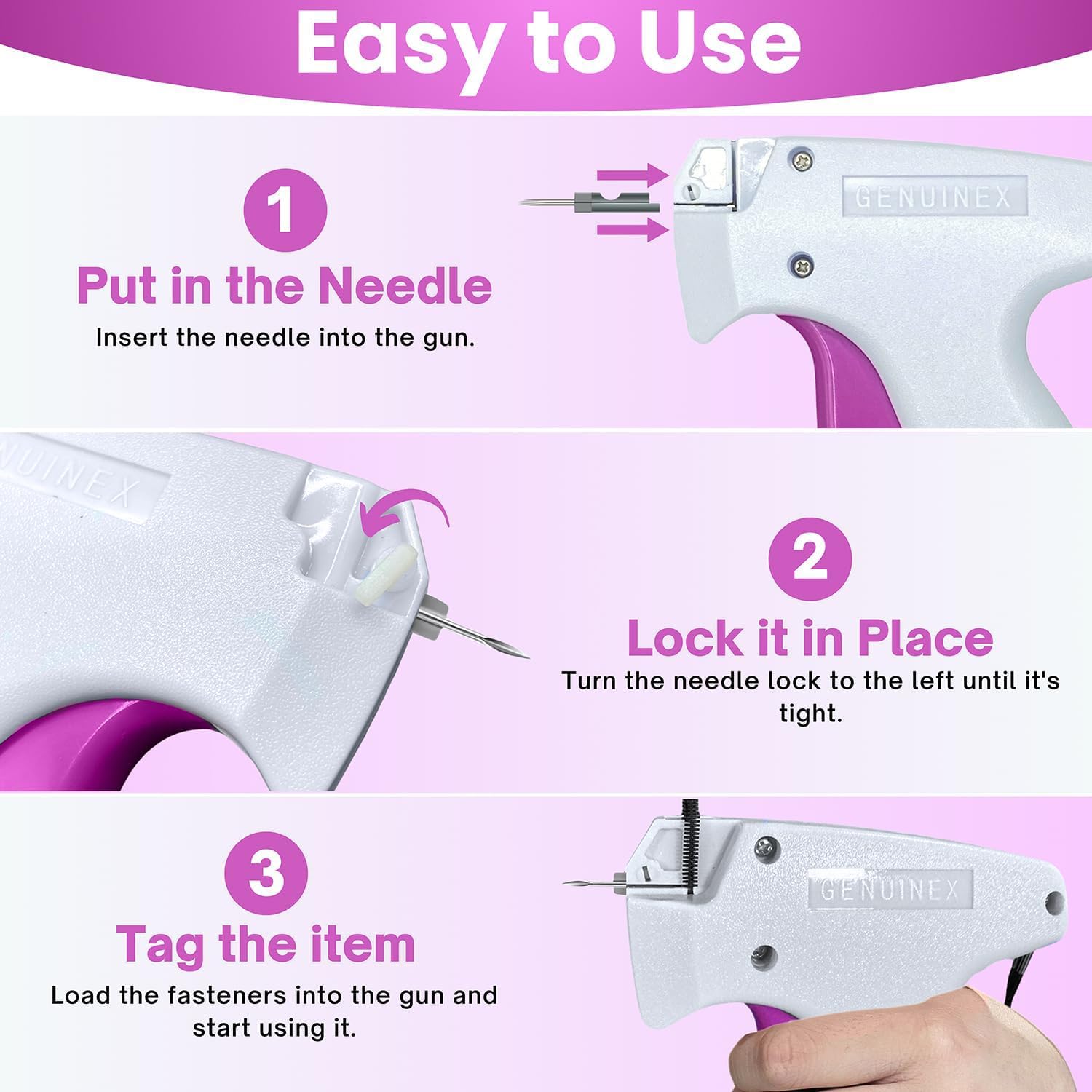 Stitch Gun for Clothes – A Complete Kit with 3000 Fasteners, 2 Needles & EVA Carrying Case. Handheld Tagging Gun for Clothing & Fabric-Friendly Stitchy Stitch Gun for Hemming, Quilting & Quick Repairs - Image 4