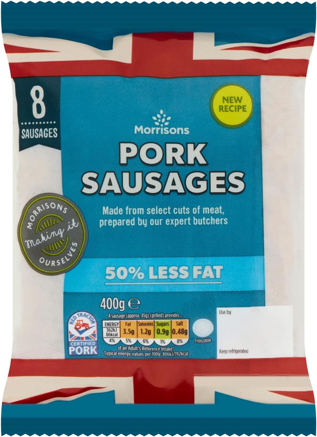 Morrisons Butcher's Style Reduced Fat Pork Sausages, 400g Amazon.co