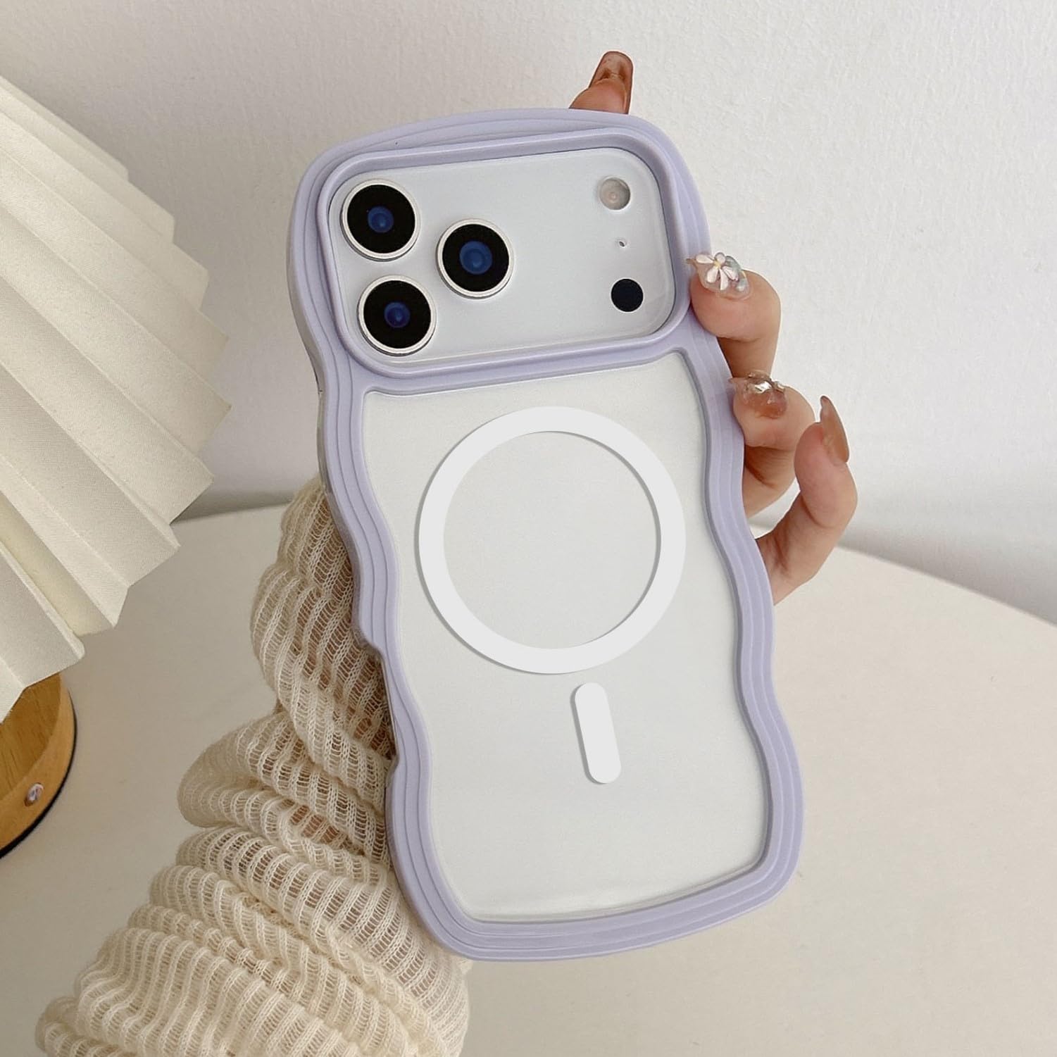 Coque iPhone 17 Pro antichoc MagSafe avec cadre ondulé esthétique - 7