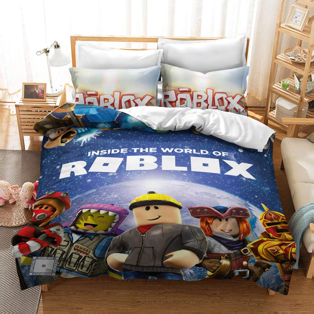 Chaose Men's King Bedding Duvet Cover Set - Game Roblox 3 Piece Microfiber Comforter Set Quilt Cover And 2 Pillow Shams For Wo (Pattern 01,King(220X230cm))