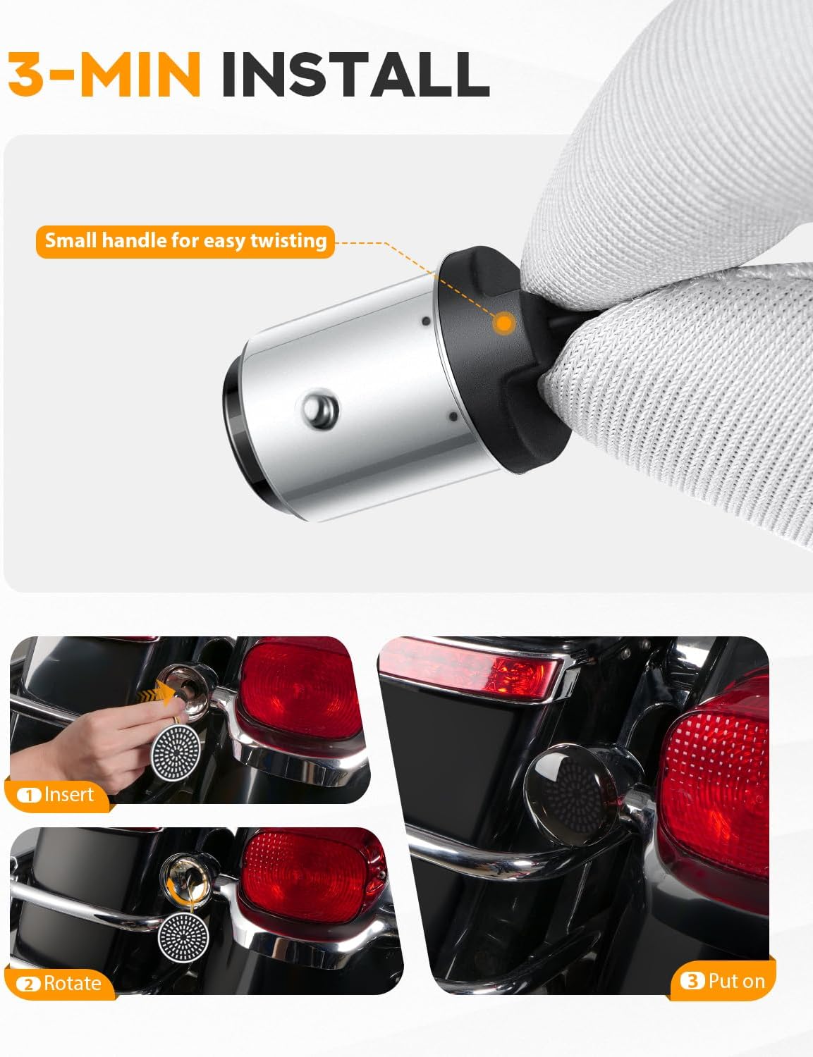 PBYMT 2inch Rear Turn Signals, 81 LEDs 1157 Turn Signals with 2 Smoked Lens Cap Fit for Harley Touring Road Glide Road King Electra Glide Street Glide Sportster Iron Dyna Softail 1986-2024